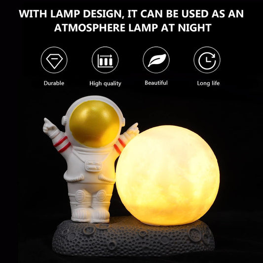 Astronaut Night Light Moon Lamp: 3D Golden Spaceman Figure LED Bedroom Lamp Resin USB Table Light for Child Boy Girls Kids Room Present