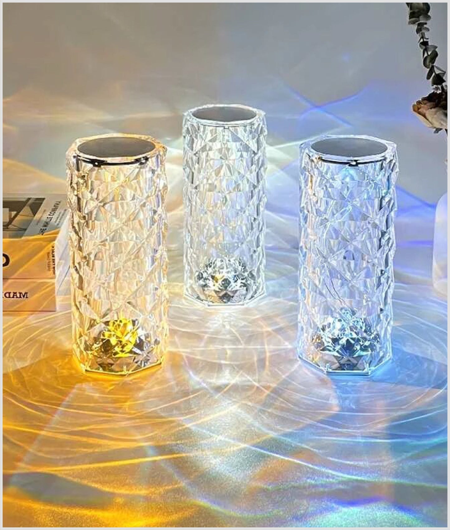 Buy 1 Get 1 Free  Rose Crystal Acrylic Rechargeable Table Lamp Beautiful ambiance light for Dinning Table, Workstations & Party Night(BUY 1 GET 1 FREE )